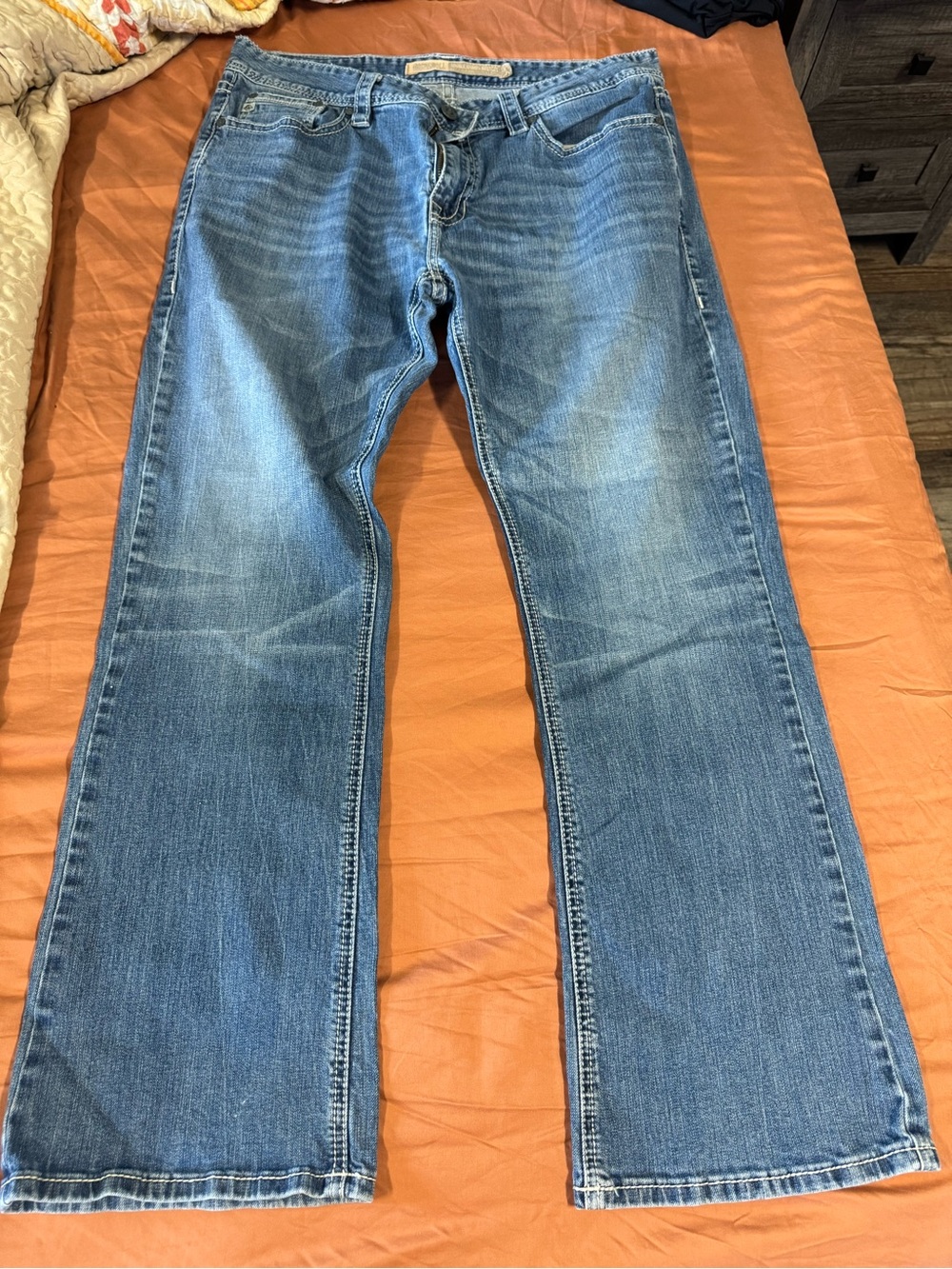 Men's Bootcut Denim Jeans in Faded Blue rock and roll Cowboy 40x30